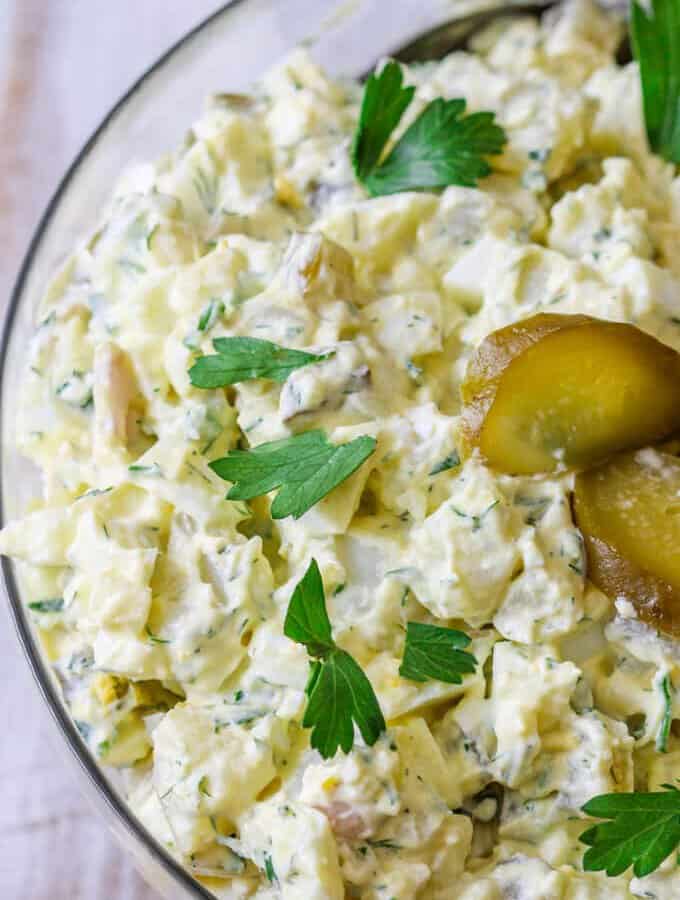 Polish Potato Salad with Eggs and Pickles