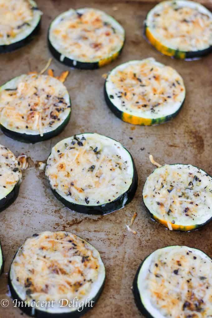Parmesan crusted zucchini with black pepper, lemon zest and thyme