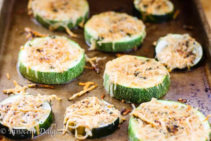 Parmesan crusted zucchini with black pepper, lemon zest and thyme