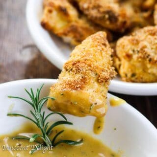 Crispy baked chicken tenders with honey mustard