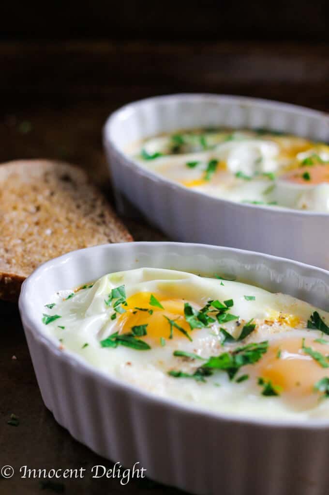 Baked eggs with tomatoes and feta cheese