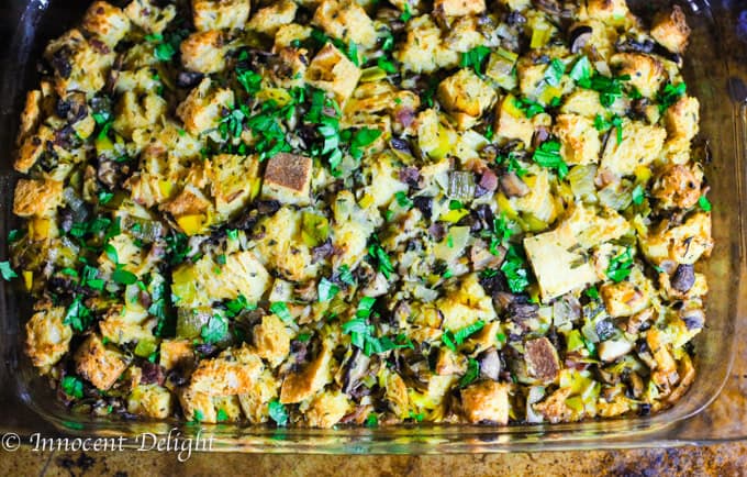 Sourdough Mushrooms Leeks and Bacon Stuffing