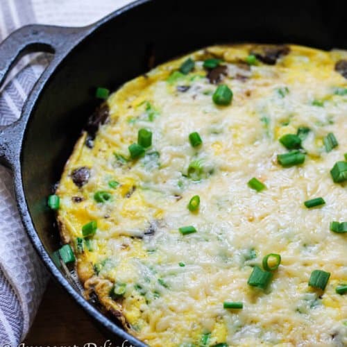 Mushroom Scallion Frittata with Parmesan Cheese - Eating European