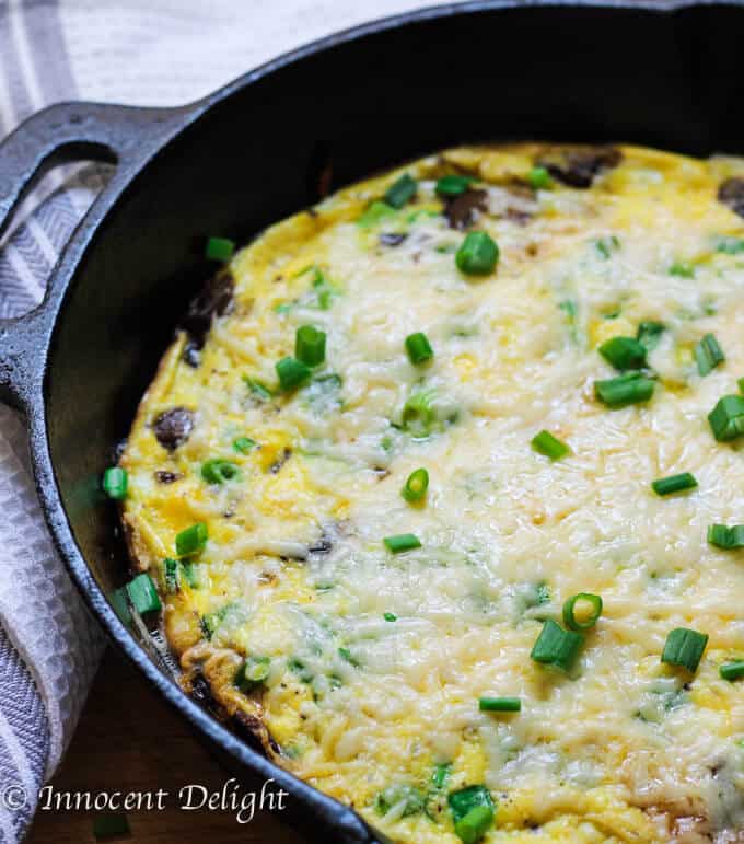 Mushroom Scallion Frittata with Parmesan Cheese