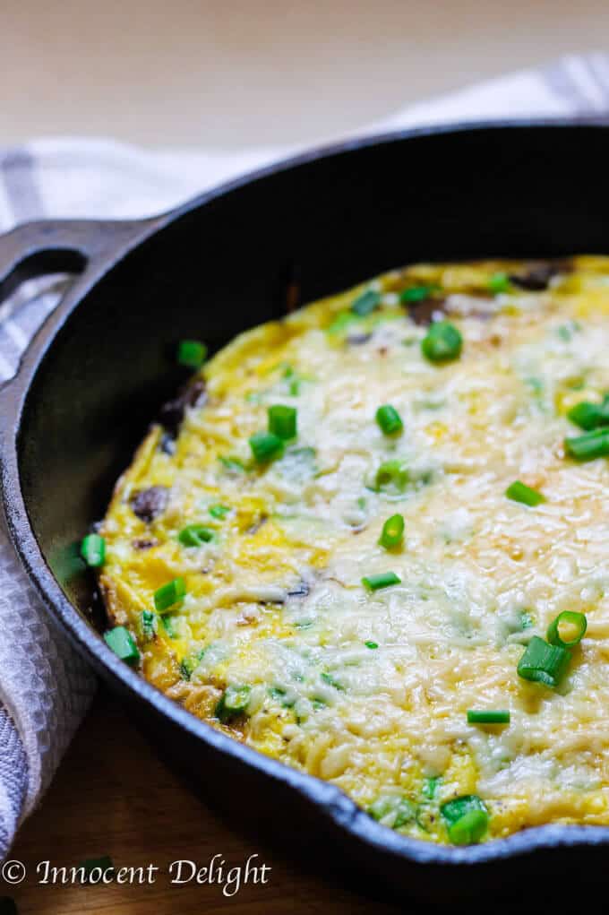 Mushroom Scallion Frittata with Parmesan Cheese