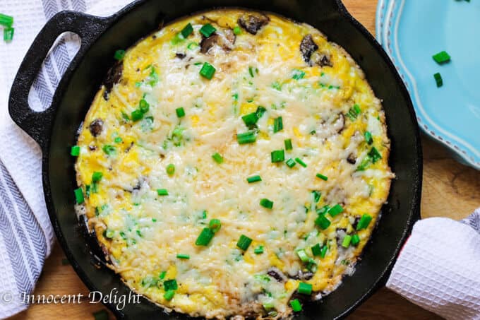 Mushroom Scallion Frittata with Parmesan Cheese