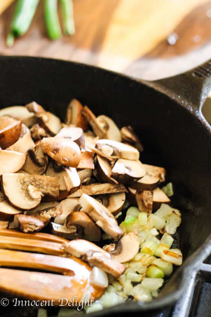 Mushroom Scallion Frittata with Parmesan Cheese