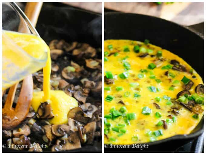 Mushroom Scallion Frittata with Parmesan Cheese