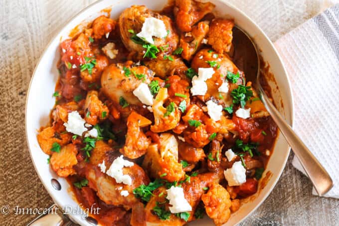 Greek Chicken with Tomatoes, Cauliflower and Feta