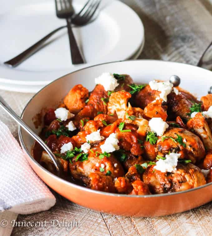 Greek Chicken with Tomatoes, Cauliflower and Feta