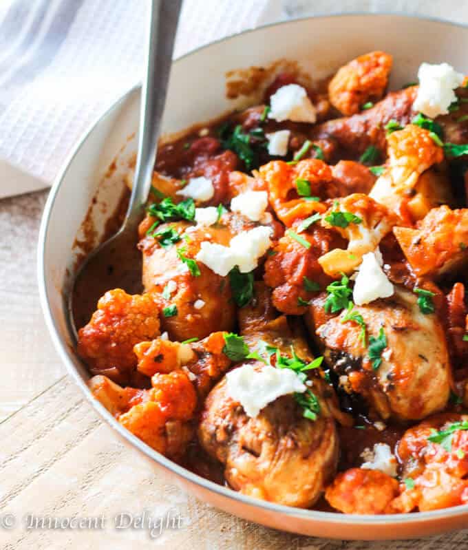 Greek Chicken with Tomatoes, Cauliflower and Feta