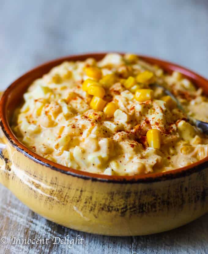 Unique Egg Salad with Corn, Cheese and Smoked Paprika