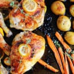One Pan Herbed Lemon Chicken with Veggies Recipe - quick and easy dinner that requires minimal preparation that takes 5 minutes. The oven does the job for you.