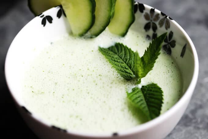 Chilled Cucumber Mint Soup with Kefir Recipe - perfect refreshing summer chilled soup with great flavors. Packed with healthy probiotics and tons of vitamins and minerals.