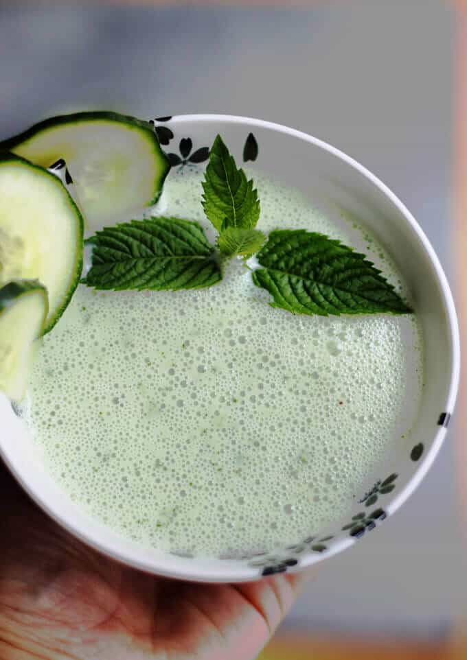 Chilled Cucumber Mint Soup with Kefir Recipe - perfect refreshing summer chilled soup with great flavors. Packed with healthy probiotics and tons of vitamins and minerals.