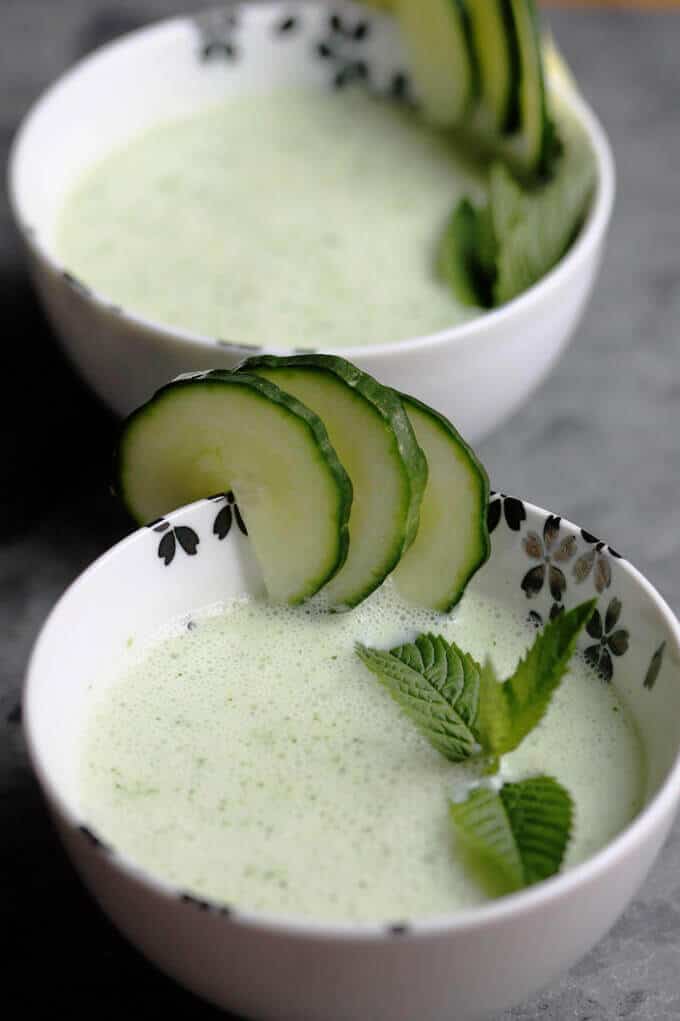 Chilled Cucumber Mint Soup with Kefir Recipe - perfect refreshing summer chilled soup with great flavors. Packed with healthy probiotics and tons of vitamins and minerals.