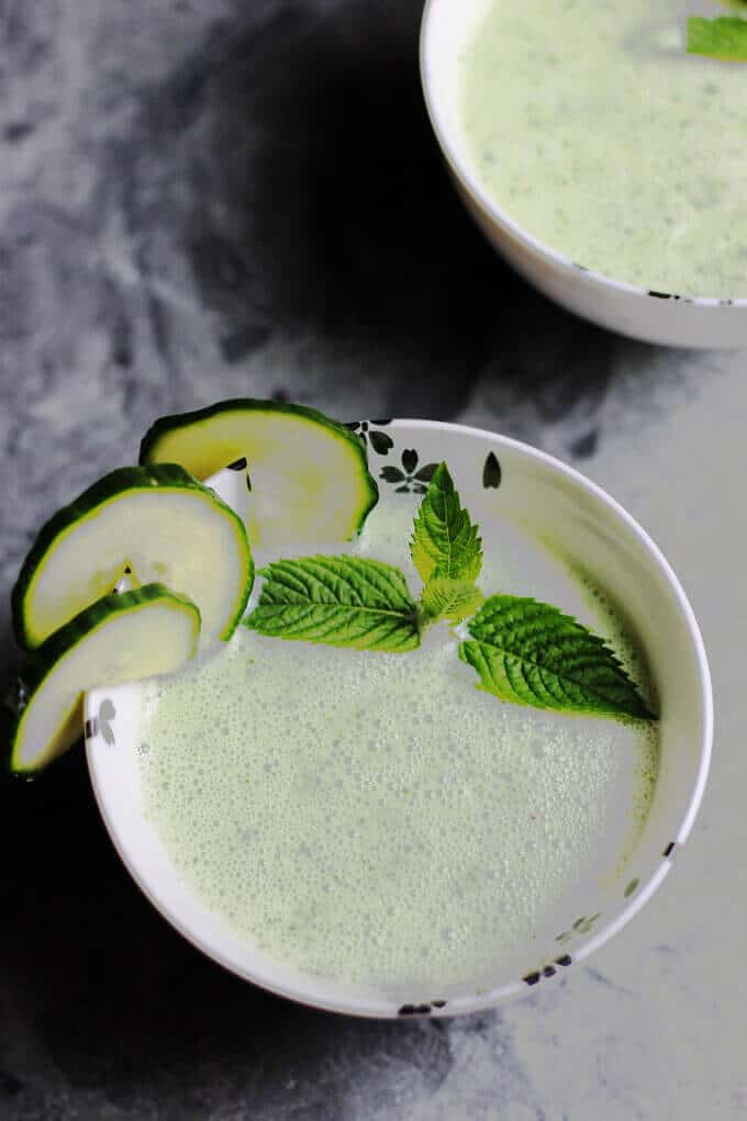 Chilled Cucumber Mint Soup with Kefir Recipe - perfect refreshing summer chilled soup with great flavors. Packed with healthy probiotics and tons of vitamins and minerals.
