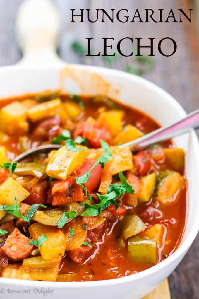 Hungarian Lecho (Tomato and Pepper Stew) in a serving bowl