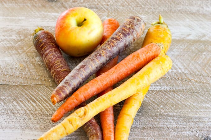 Rainbow Carrots Apple Slaw - delicious, healthy and crunchy fall slaw with the best seasonal apple and rainbow carrots that can be served with any main course.