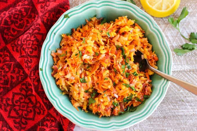 Rainbow Carrots Apple Slaw - delicious, healthy and crunchy fall slaw with the best seasonal apple and rainbow carrots that can be served with any main course.