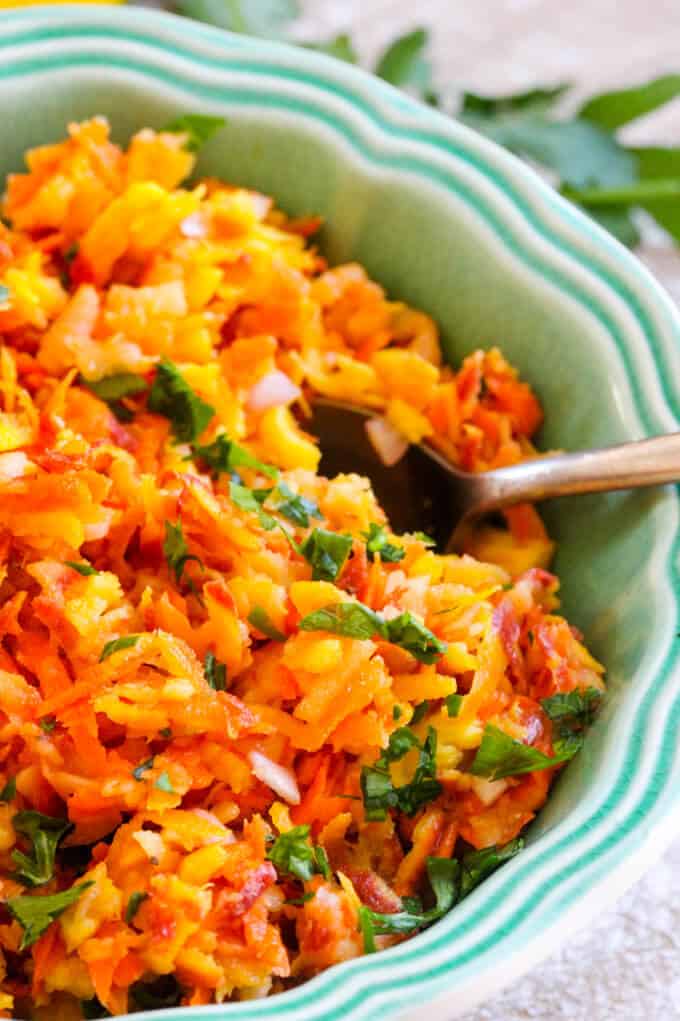 Rainbow Carrots Apple Slaw - delicious, healthy and crunchy fall slaw with the best seasonal apple and rainbow carrots that can be served with any main course.