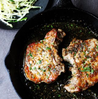 Brown Sugar Pork Chops with Garlic and Herbs are as delicious as they sound. The sweet brown sugar sauce is perfectly balanced by garlic and dried herbs like thyme and oregano. Juicy pork chops dish that comes together in no time.