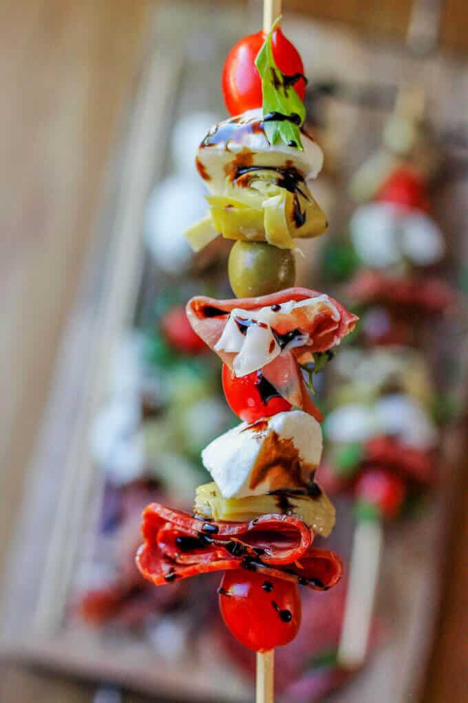 Antipasto Skewers with traditional Italian ingredients