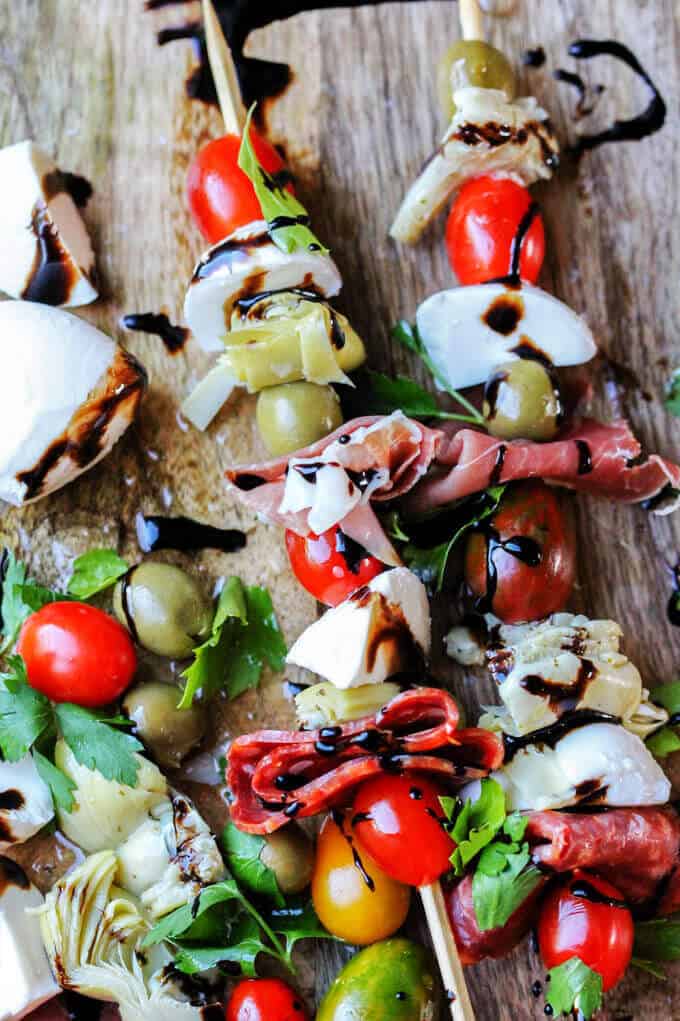 Italian Antipasto Skewers With Balsamic Reduction Eating European