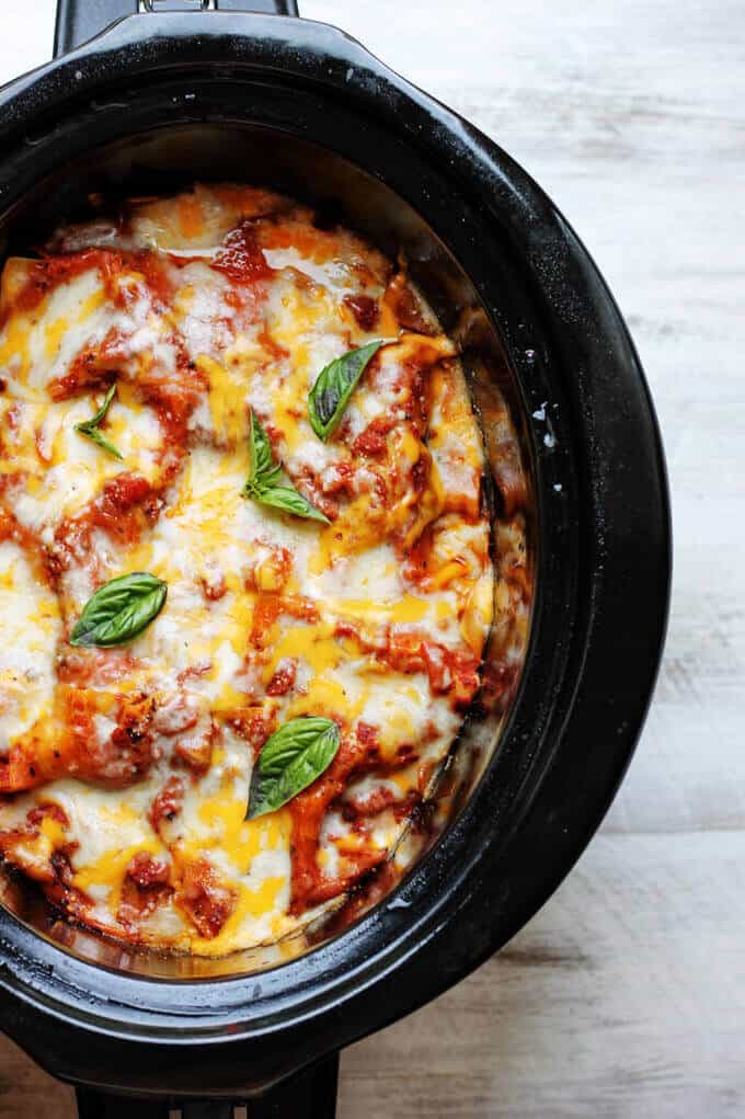 Slow Cooker Eggplant Lasagna is a perfect meal that incorporates seasonal ingredients (like ripe eggplant and fresh basil), requires minimal preparation, and is prepared entirely in a slow cooker.