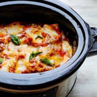 Slow Cooker Eggplant Lasagna is a perfect meal that uses seasonal ingredients like ripe eggplant and fresh basil; requires minimal preparation and it's done entirely in a slow cooker.