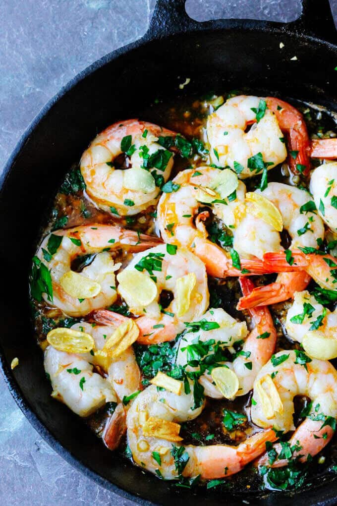 Spanish Style Garlic Shrimp is cooked in olive oil with tons of garlic, dried chilies or Spanish smoked paprika, and brandy or sherry wine. It's absolutely outstanding!