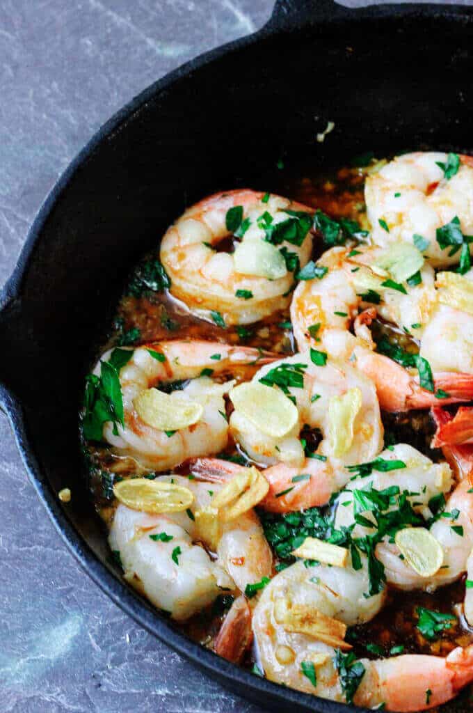 Spanish Style Garlic Shrimp is cooked in olive oil with tons of garlic, dried chilies or Spanish smoked paprika, and brandy or sherry wine. It's absolutely outstanding!