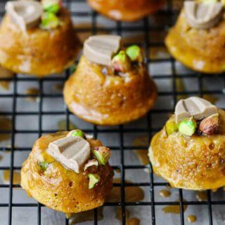 Blond Chocolate-Dipped Pistachio Financier is an amazing desert using out of this world, super unique Blond Chocolate and French silky butter. Pistachios and almond adds an extra layer of flavor to these amazing light French cakes. Made in France, made with Love. 