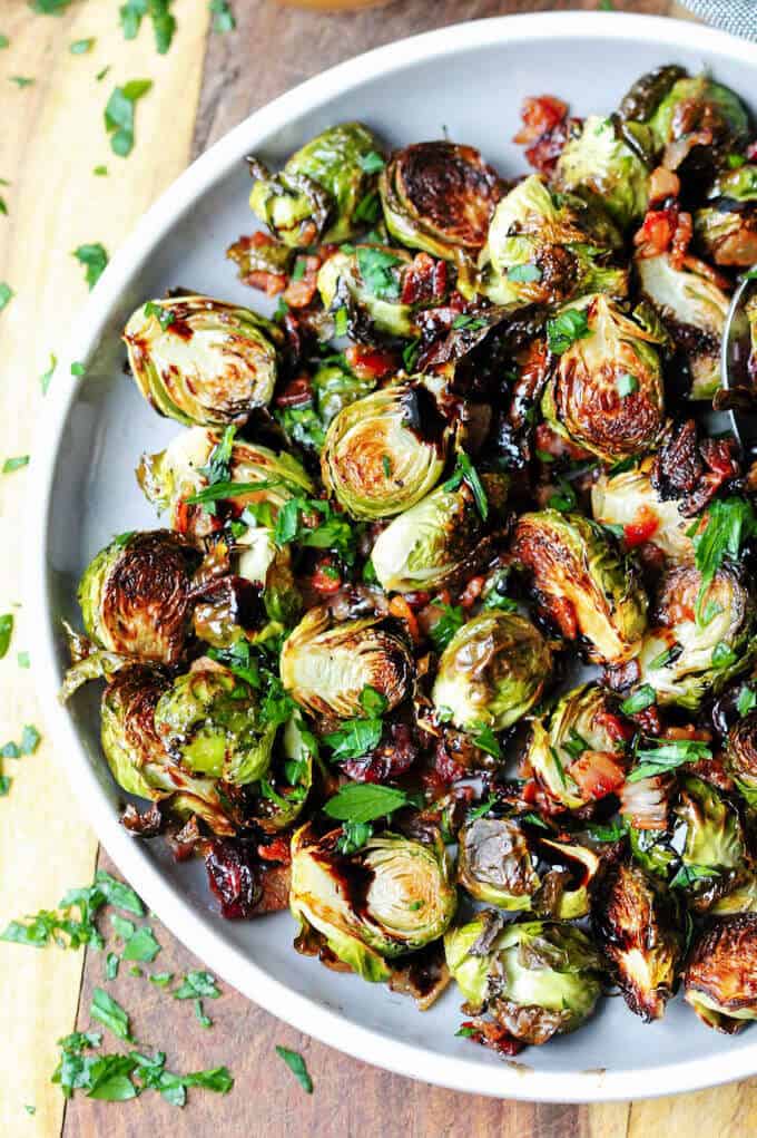 Balsamic Glazed Brussels Sprouts with Bacon - Eating European