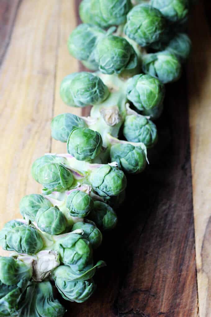 Brussels sprouts on a cutting board