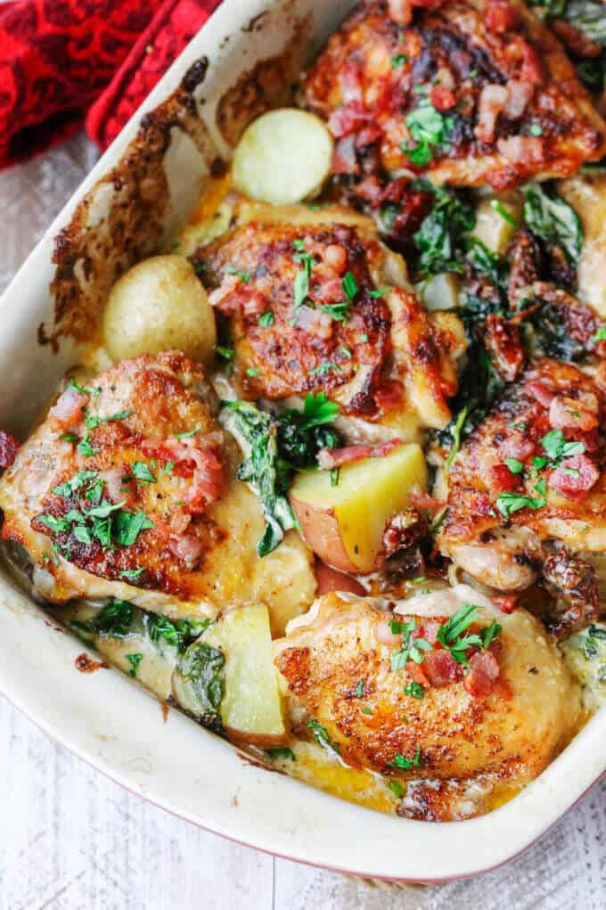 One Pan Tuscan Chicken and Potato Skillet Recipe + VIDEO