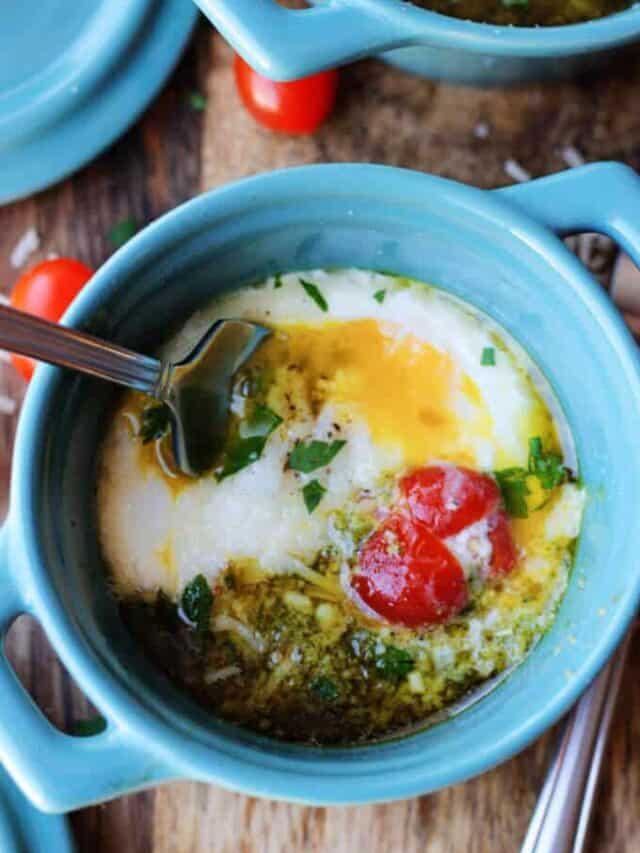 BAKED EGGS WITH TOMATOES AND PESTO EASY KETO BREAKFAST Eating European