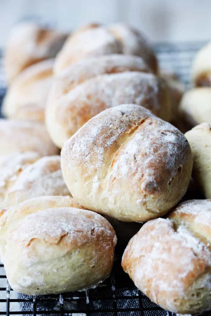 Breakfast rolls on the rock stock on top of each other