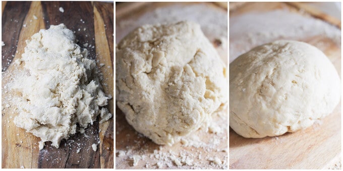 3 shots showing how rolls dough should look like