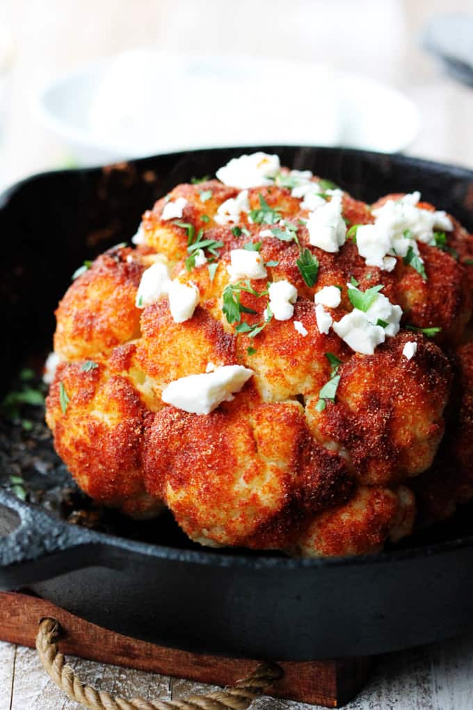 Whole Roasted Cauliflower Mediterranean Style Eating 