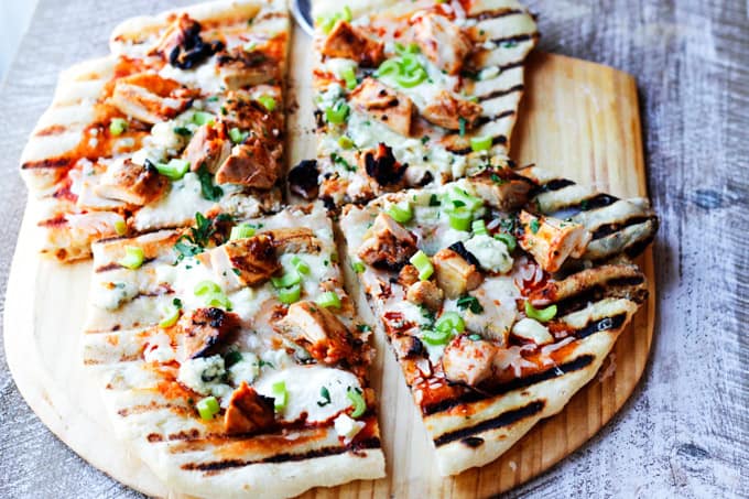 Cut up grilled chicken buffalo pizza