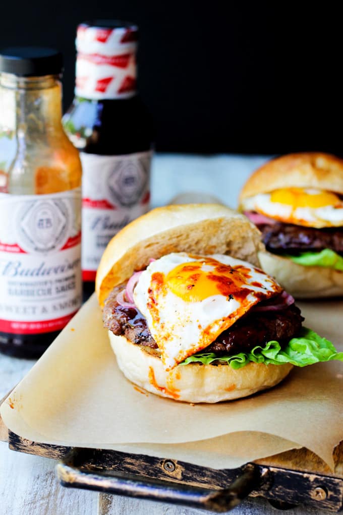 Smoky BBQ Burgers with Budweiser sauces