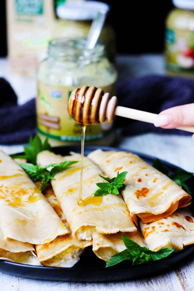 Apple Sauce Crepes with Honey Ricotta