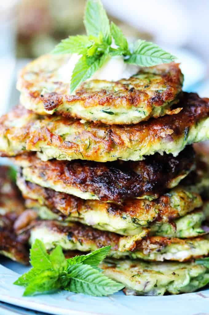 Stock of Greek Zucchini Fritters on a plate