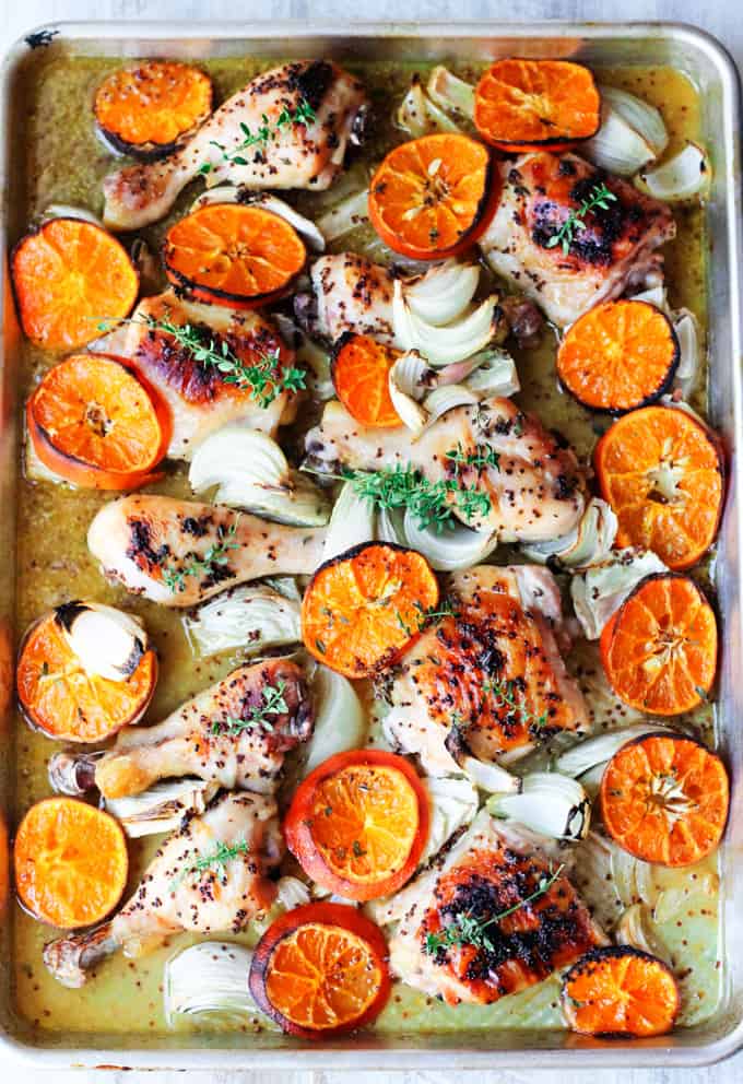 Baked Mustard Chicken with Clementines