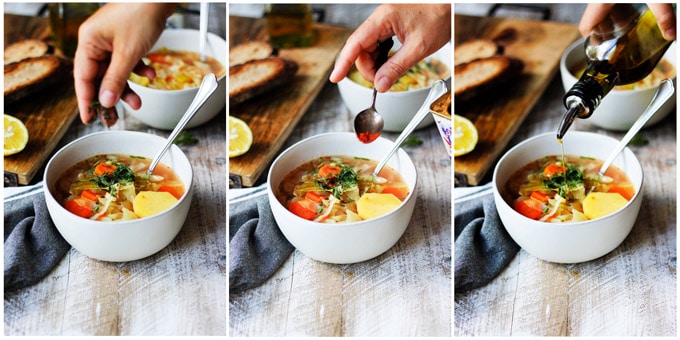 Adding toppings to slow cooker cabbage soup