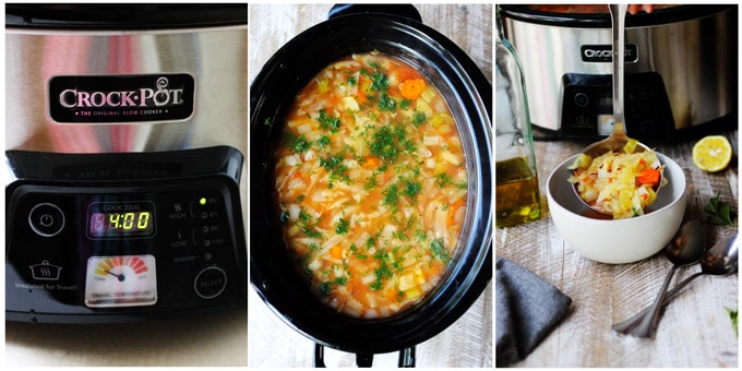 Making cabbage soup in a crockpot