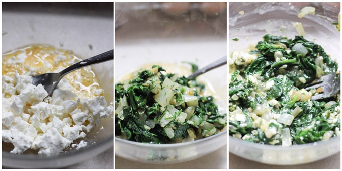 Preparing spinach layer for vegetarian moussaka