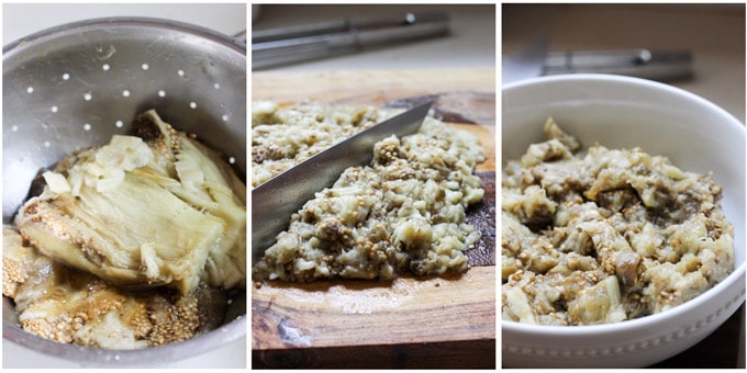 Step by step process of making Greek eggplant dip