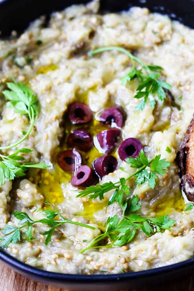 Greek Eggplant Dip with olives